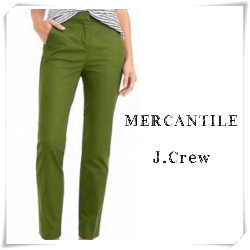 J.Crew Mercantile Pants Slim Fit Mid Rise Ankle Pants Olive Green Size4 #J5292
